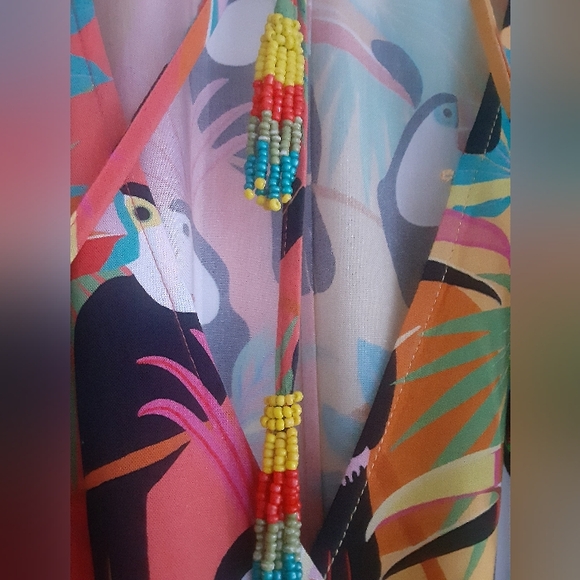 FARM RIO Colorful Women's Top with Toucan Print,size S - Picture 6 of 7